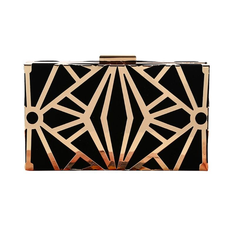 Geometric Geometric Women Clutch Bag Box Evening Party bags Chain Shoulder Purse Evening Bag For Year Christmas purses: Black
