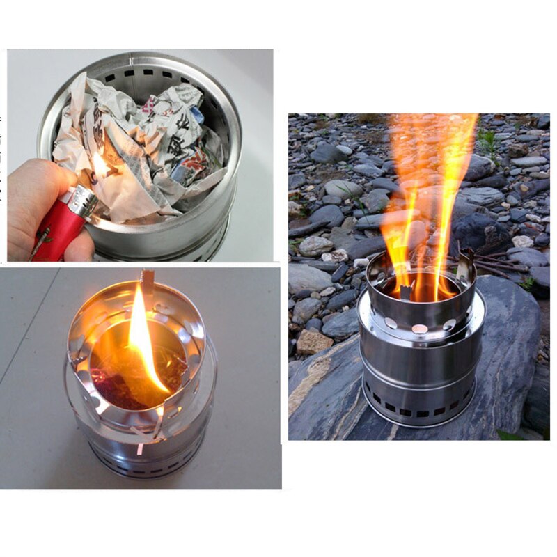 Brazier Portable Wood Stove Stainless Steel Lightweight Wood Stove Alcohol Stove Burner Outdoor Cooking Picnic Camping