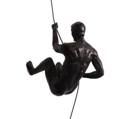 Industriell stil klättring man harts järn tråd vägghängande dekoration skulptur figurer retro staty dekor: Typ c-djup färg