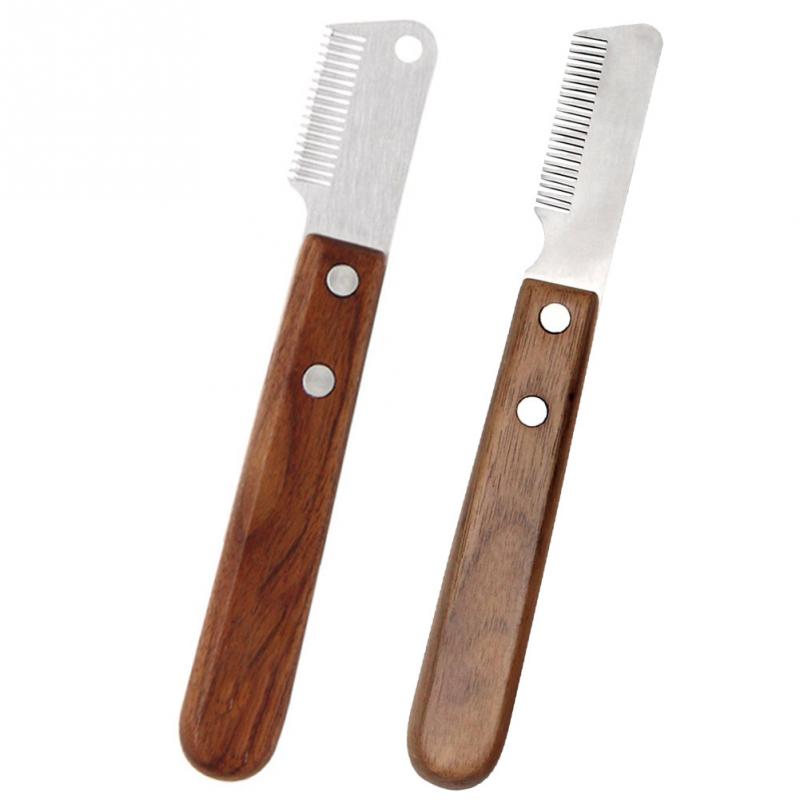 Home Ergonomic Knife Steel Blades Wooden Handle Pet Hair Removal Cat Dog Grooming Universal Stripping Tool