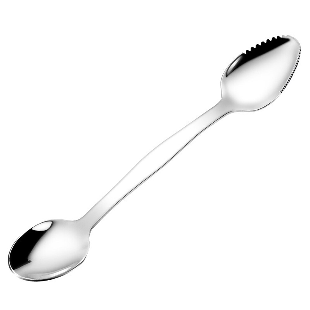 Stainless Steel Grapefruit Scraper Spoon Serrated Sawtooth Edges Long Handle Kitchen EL