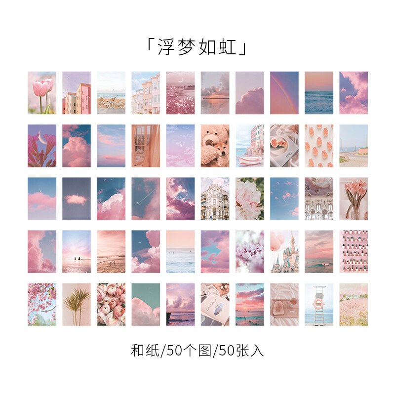 50 kpl elämä maisema tahmea kirja tyyli deco paperitavarat scrapbooking koristeellinen tausta tarrat tahmea taide estetiikka tarrat: 3