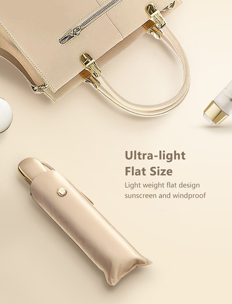 Xiaomi-paraguas plano y automático para mujer, sombrilla ultraligera de viaje, portátil, Anti UV, plegable, 6 varillas