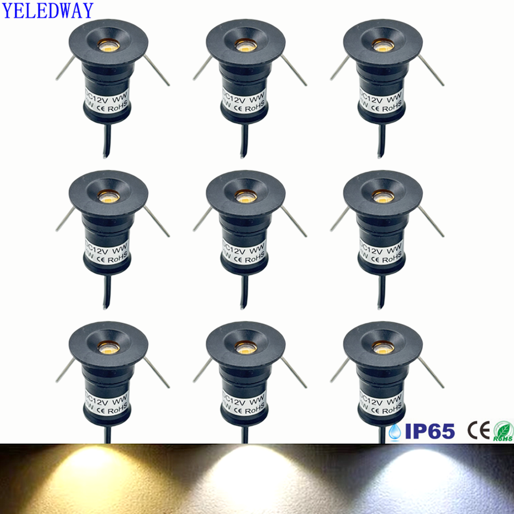 Ip65 1w mini led-downlights dimbara utomhusspotlight trappskåpslampa 12v st svartvita silverfärgade spotlights båtbelysning