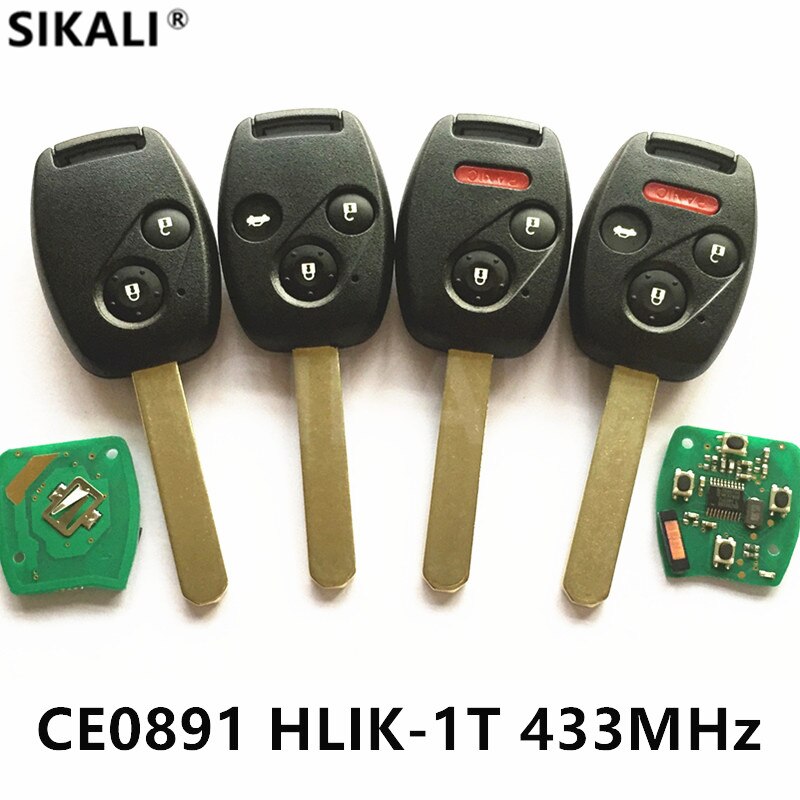 Kaukosäädin auton avain  ce0891 hlik -1t 433 mhz honda accord elementti cr-v hr-v fit kaupunki jazz odyssey civic auto ohjaus hälytys fob