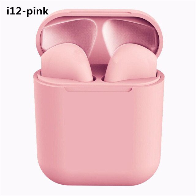 Auricolare Bluetooth TWS cuffie senza fili auricolari Wireless Stereo Fone De Ouvido auricolari Bluetooth cuffie vivavoce con microfono: i12 Pink