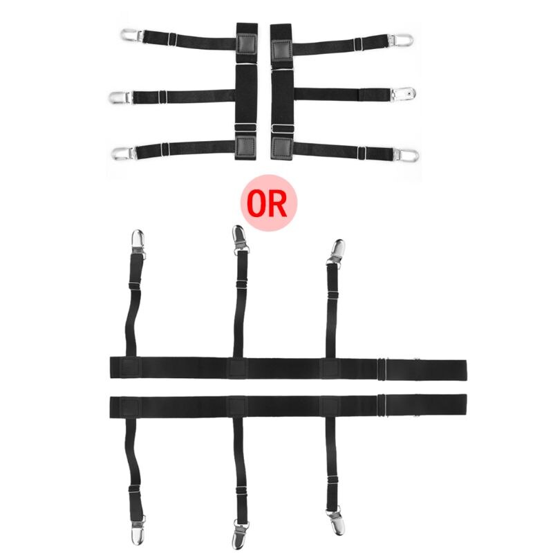 2Pcs/Set Mens Shirt Stays Holder Non-slip Locking Clamps Elastic Leg Suspenders