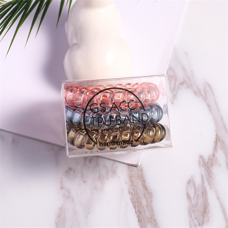 9 stuks telefoonring haarbanden voor dames met doos, elastische rubberen haarringen, haaraccessoires, stylingtool met kleurverloop en snoepkleur: 6