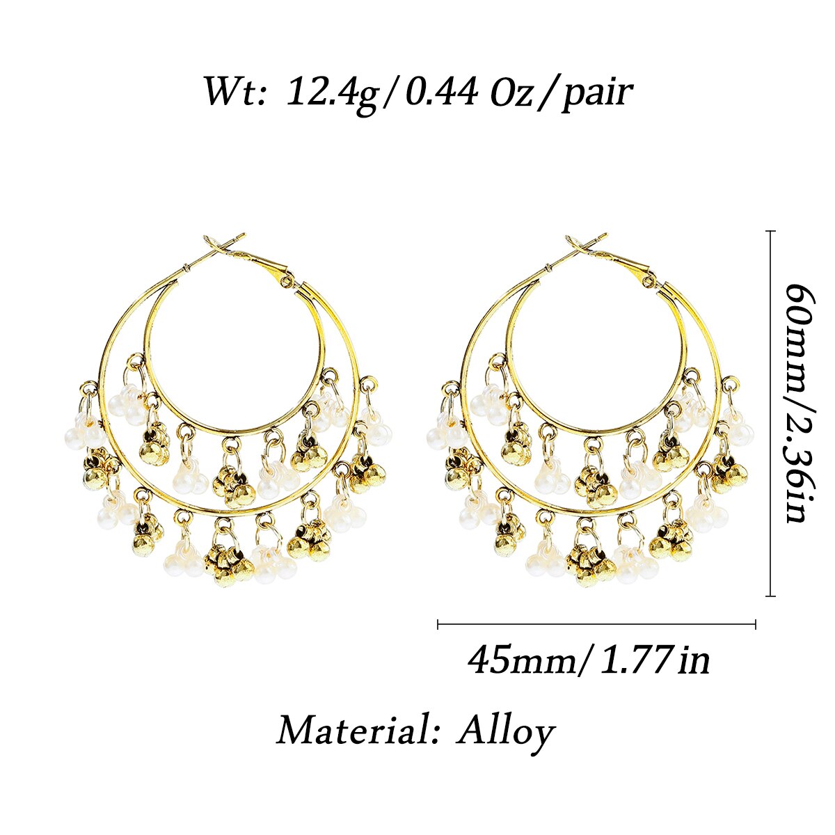 Classic Retro Gold Round Alloy Pearl Beads Tassel Earrings For Women Bohemia Jhumka Earrings Indian Jewelry Oorbellen