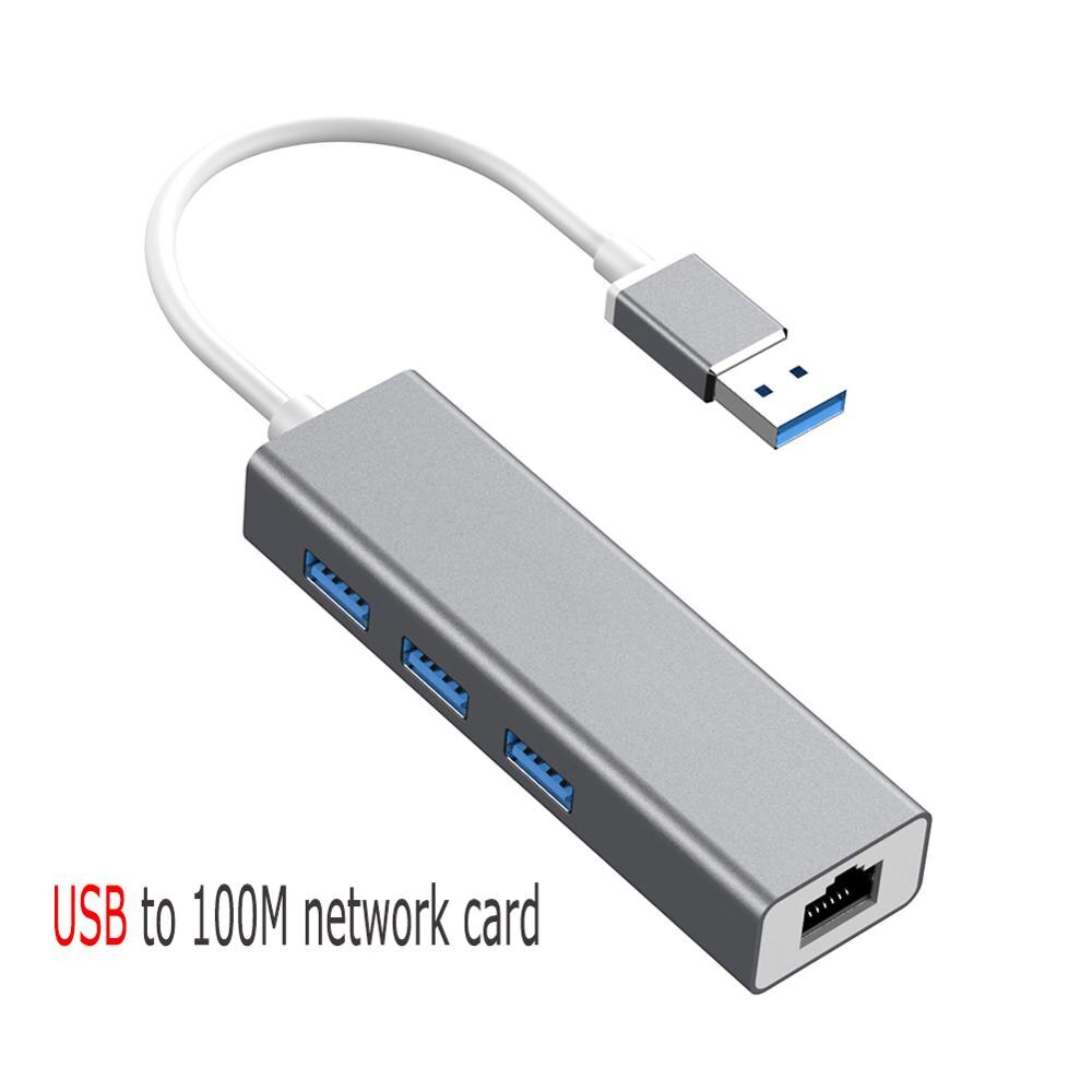 Usb-keskitin  rj45 10/100 mbps tyypin -c 3 portit ethernet-verkkokortti lan-sovitin keskitinmuunnin windows 7/8/10: lle mac os linux vista: Usb f