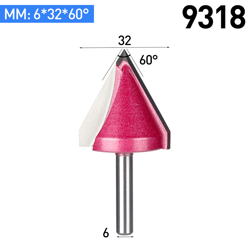 Huhao 1 Pc 6 Mm V Bit Cnc Vhm Mill 3D Frezen Voor Hout Tungsten Houtbewerking Mdf frees 60 90 120 150 Graden: 9318