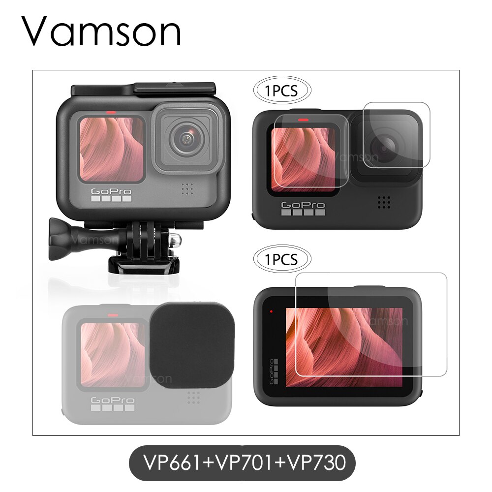 Vamson for GoPro Hero9 Black Frame Case Border Protective Cover Housing Case Mount for GoPro Hero 10 9 Lens Protection Accessory: VP661-VP701-VP730