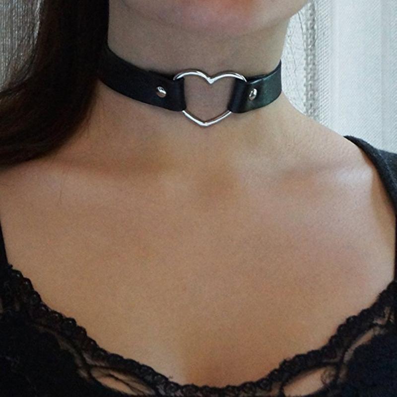 7 Styles Punk Rock gothique Chokers femmes hommes en cuir PU Goth Rivet coeur rond tour de cou réglable bijoux de