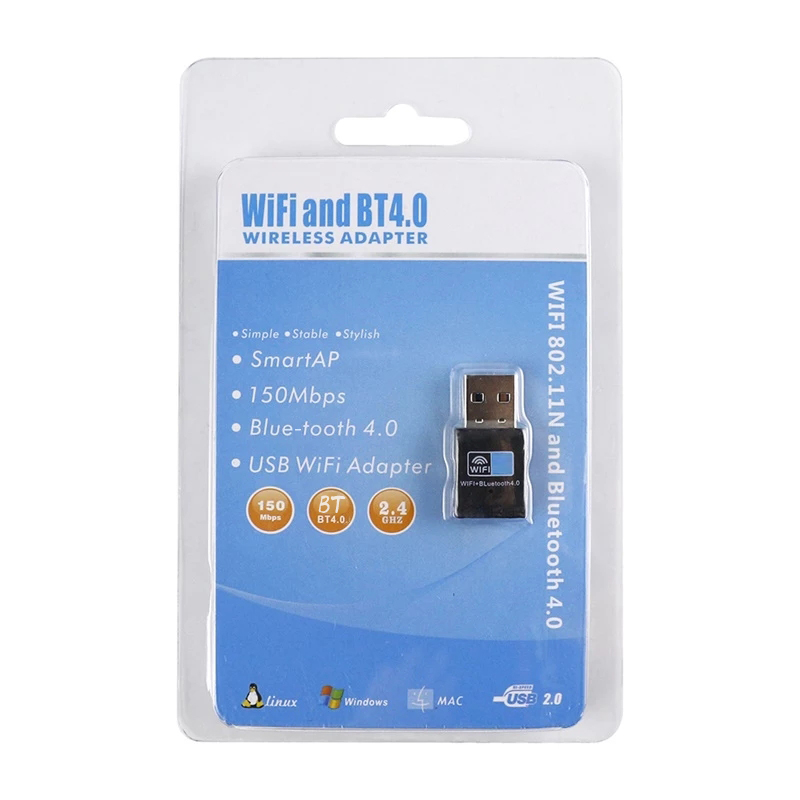 Edup 150Mbps Usb Wifi Adapter Blue-Tooth 4.0 802.11n Draadloze Usb Dongle Netwerkkaart Ontvanger Voor Desktop Laptop windows Linux