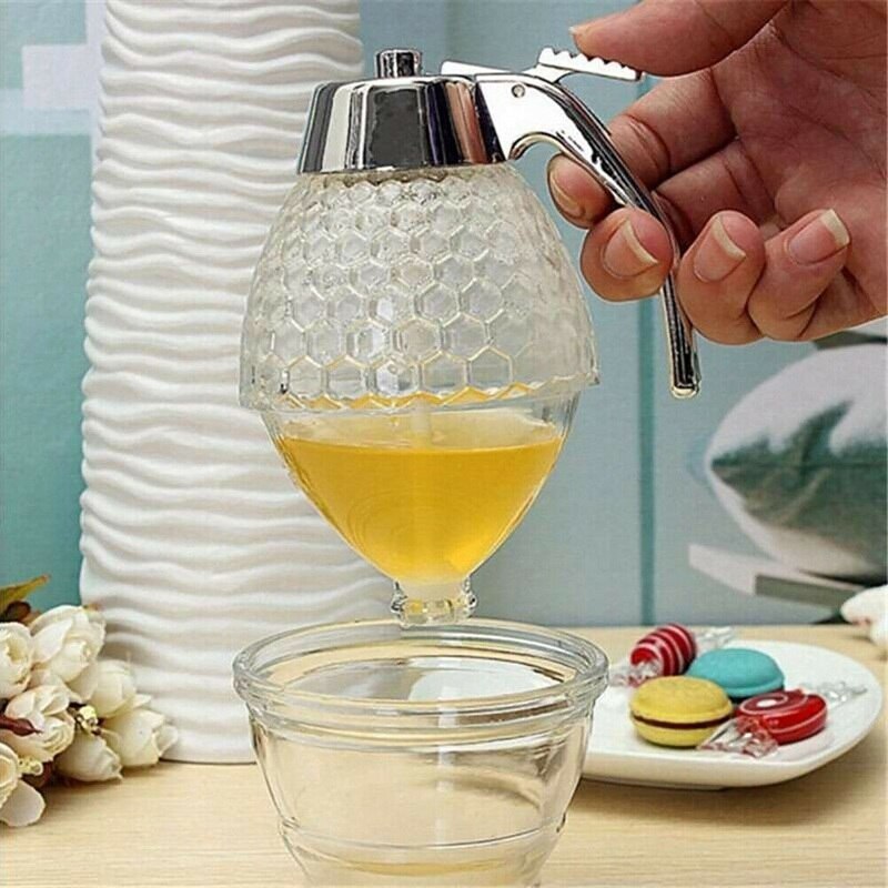 Juice Syrup Cup Bee Drip Dispenser Kettle Kitchen Accessories Honey Jar Container Storage Pot Stand Holder Squeeze Bottle