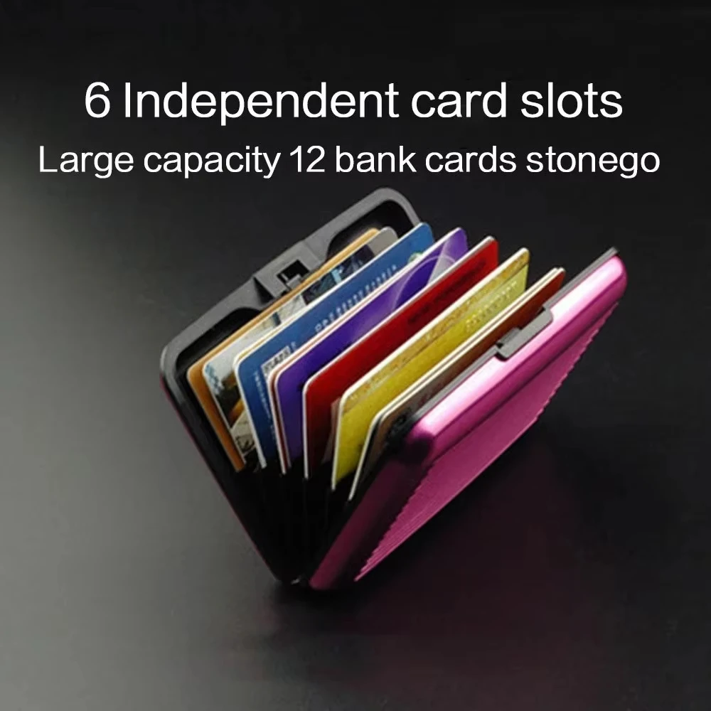 Tarjetero de aluminio para hombre, estuche rígido con bloqueo, billetera, tarjeta de crédito sólida, escaneo Anti-RFID, protección, tarjetero, 1 ud.