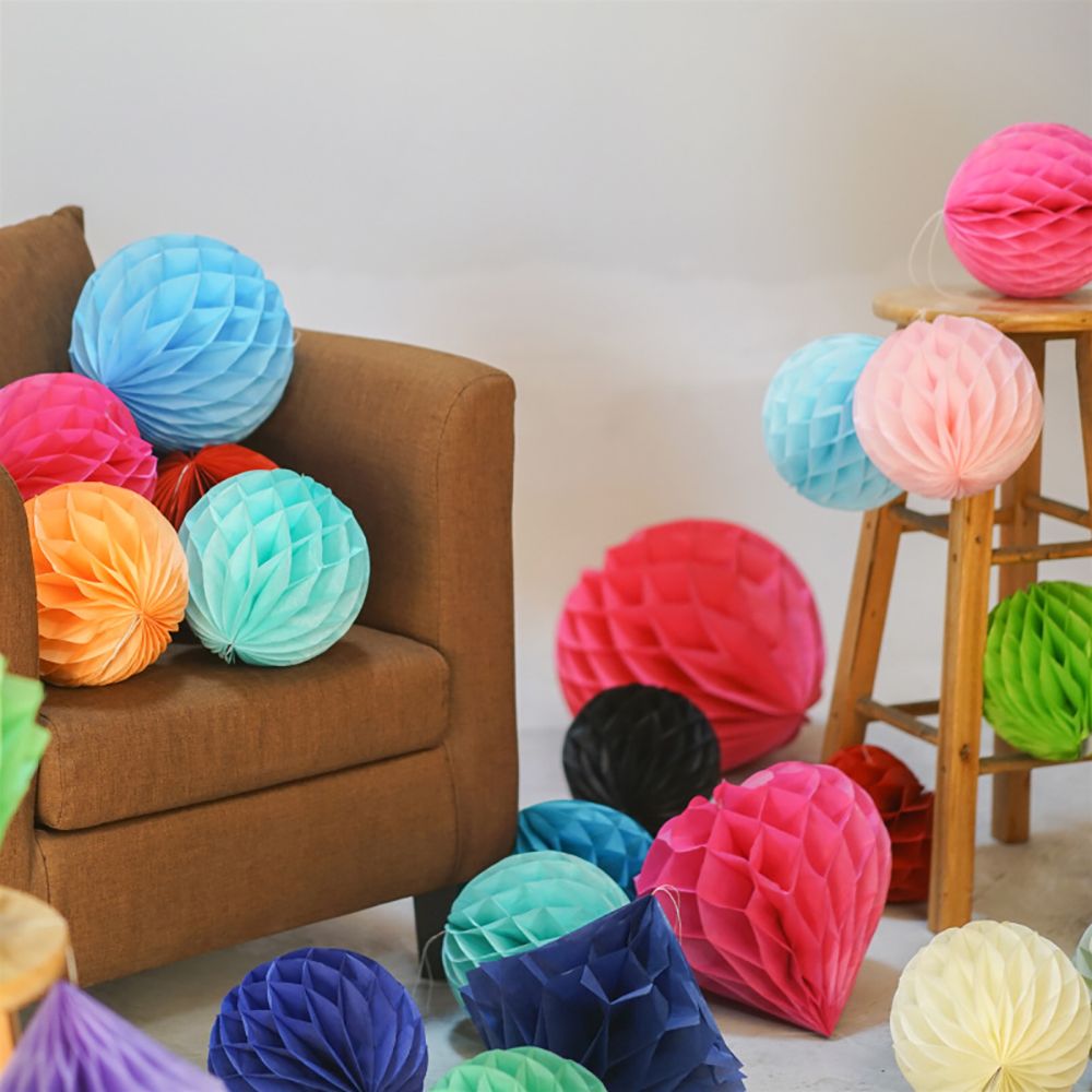 1pc 12 pouces noël papier de soie lanterne pompons nid d'abeille boules fleur suspendus décor mariage fête décoration fournitures