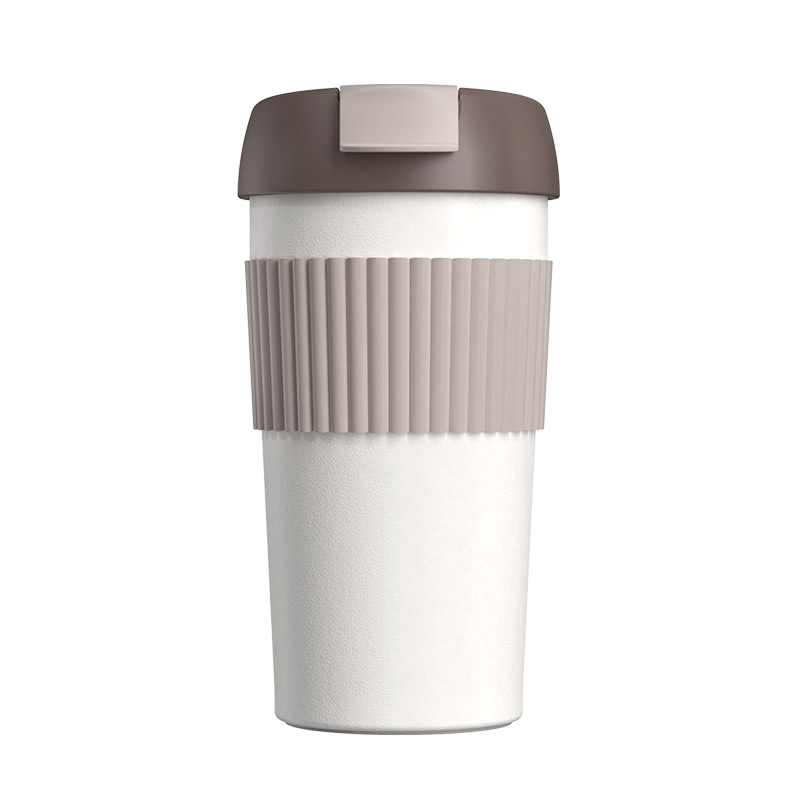 Xiaomi KISS KISS FISH Rainbow Coffee Mug Portable Vacuum Tumbler for Men and WomenBusiness High-end Thermos Warm Travel Mug: Grey-White 490ml