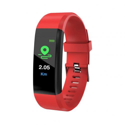 Farve skærm armbånd 115 plus puls armbånd blodtryksmåler ur vandtæt fitness aktivitet tracker: Rød