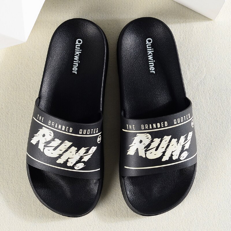 Summer Beach Slippers Simple Shoes Non-slip Bathroom Slides Flip Flops Men Thick Sole Platform Indoor Slippers Red White