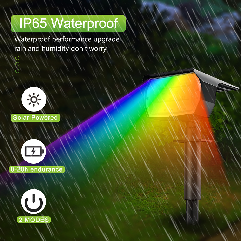 Solar Color Changing Spot Lights Outdoor RGB Solar Powered Waterproof Landscape Spotlight Wall Lamp Garden Driveway Lawn Patio