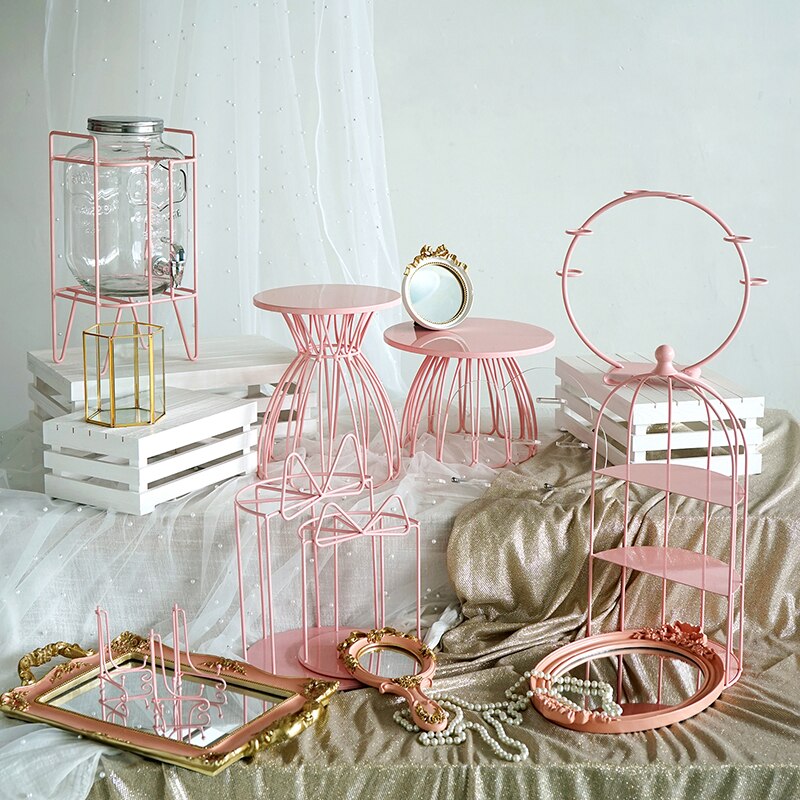 Rosa prinsessa bröllop födelsedag flicka baby shower fest tårta mat cupcake stativ hållare tårt tallrikar baka bakverk serviser