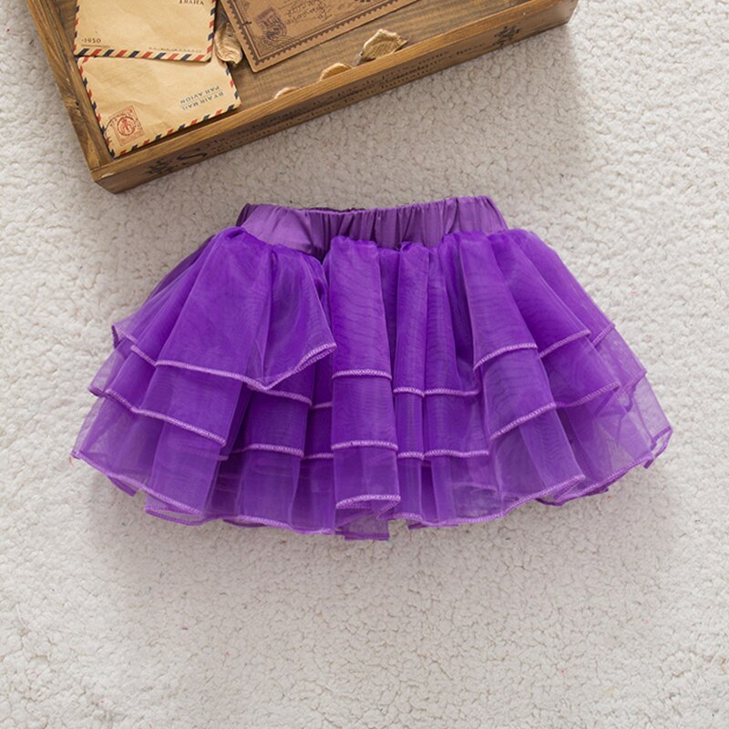 3 warstwy siatki księżniczka dziewczyny spódnica Tutu przytulne gumki talia dziewczynek Pettiskirts ubrania taneczne Tulle Tutu balet spódniczka dla dziecka dziecko: purple / 3 t