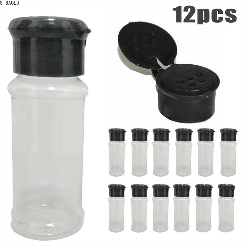 12 Stuks Plastic Kruidkruik Zout Peper Shakers Kruiden Jar Barbecue Bbq Kruiderij Azijn Flessen Keuken Containers Voor Specerijen