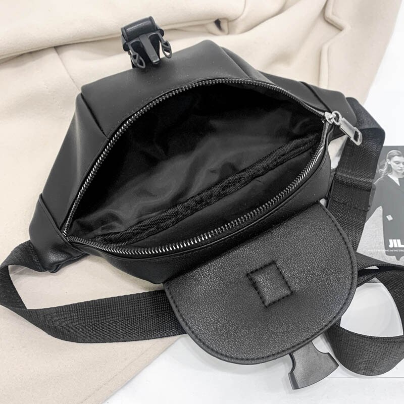 Verstelbare Vrouwen Hip Taille Verpakking Lederen Crossbody Tas Borst Zakken Rits Vrouwelijke Clutch Pouch Riemfanny