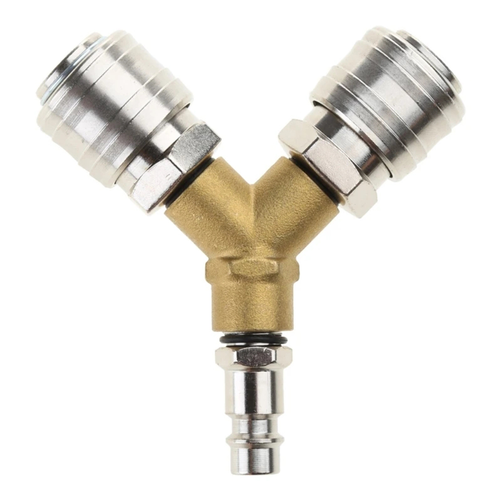 2-way Compressed Air Distributor Y Splitter 1/4 Inch Air Hose Quick Coupler Distributor With 2 Couplings Alloy Connector: Transparent
