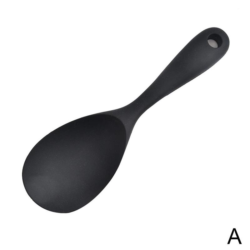 Grote Siliconen Lange Steel Lepel Hoogwaardig Mengen Servies Pollepel Keuken Gebruik Keuken Lepels Soep Woonaccessoires Koken Q6S2: 1pcs black
