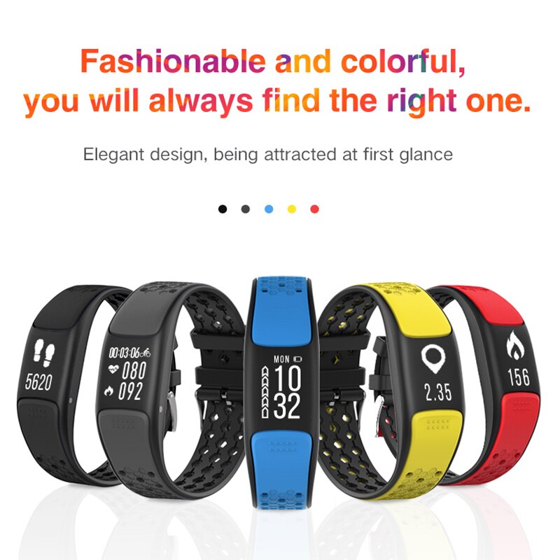 P8 GPS Sport Smart Band Waterdicht IP68 Zwemmen Smart Polsbandje Hartslagmeter Armband 0.73 "Full Screen Fitness Tracker