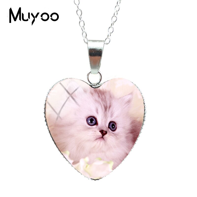 Lovely Cute Kitten Baby Little Cats Sweet Patterns Heart Pendants Cute Kittens Jewelry Chains NecklaceHZ3: 3