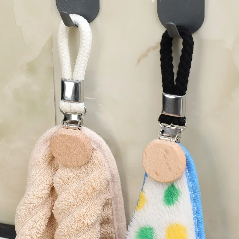 6/1szt Klipsy robić zawieszania ręczników Zaciski Pleciony Uniwersalny Bawełniany Pętla Metalowy Hak Kuchnia Łazienka Klips robić przechowywania Skarpetki Wieszak na ubrania