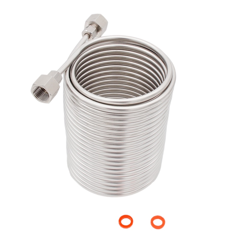 Jockey Box Stainless Steel Coil 50ft/15.3m Length 5/16"OD Tube Homebrew Draft Beer Cooler Coil G 5/8" Ends