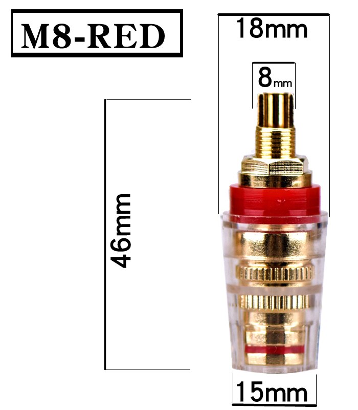 HIFIDIY LIVE altoparlante fai-da-te terminale connettore rilegatura post amplificatore HIFI cupper puro placcato in oro presa a Banana scatola di giunzione M8 L8: M8 Red / 4 pieces