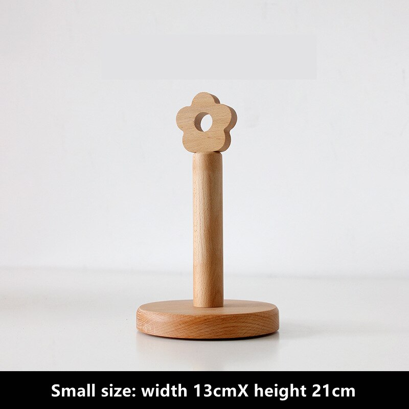 Étagère verticale en bois massif de Style japonais, support de rangement pour serviettes en papier, en hêtre, avec petites fleurs, idéal pour la cuisine, porte-rouleau papier: Small