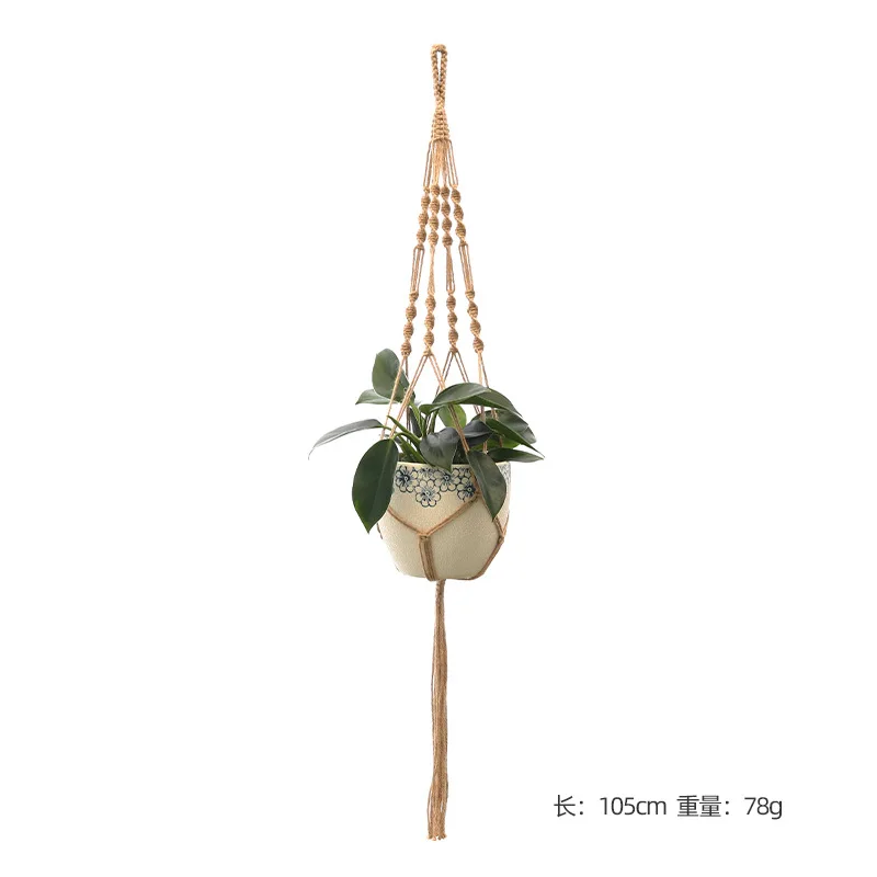 Panier suspendu pour plantes vertes de jardinage, corde en coton, Pot de fleur, macramé fait à la main, support mural de poche, style Boho, décoration de maison pour cour: Bleu