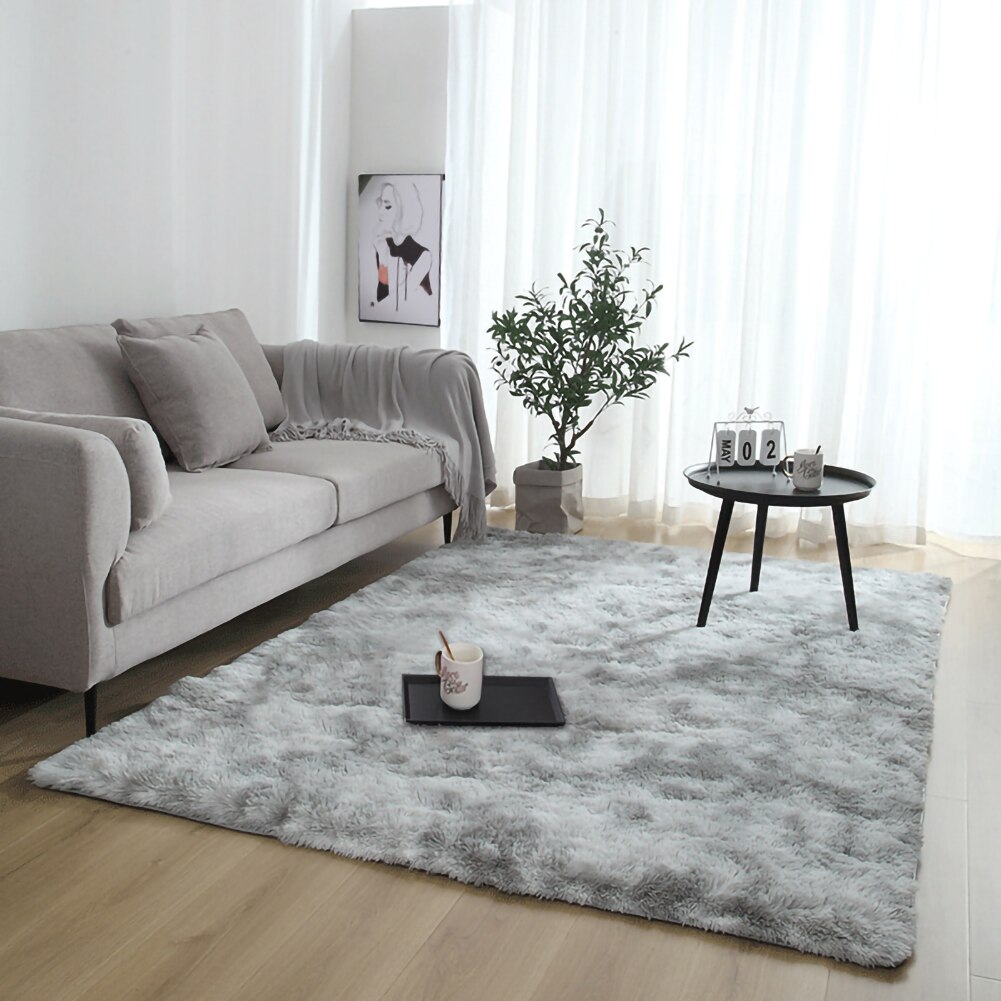 Dik Tapijt Voor Woonkamer Pluche Tapijt Kinderen Bed Kamer Fluffy Floor Tapijten Venster Nachtkastje Thuis Decor Tapijten Zachte Fluwelen mat: Light gray