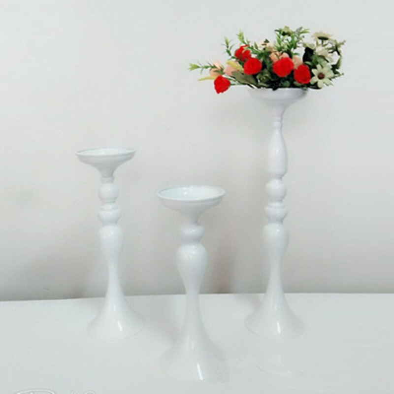 Lysestager metal guld hvid sølv lysestage blomsterstand vase bord centerpiece begivenhed blomster rack vej bly bryllup indretning: Hvid / M