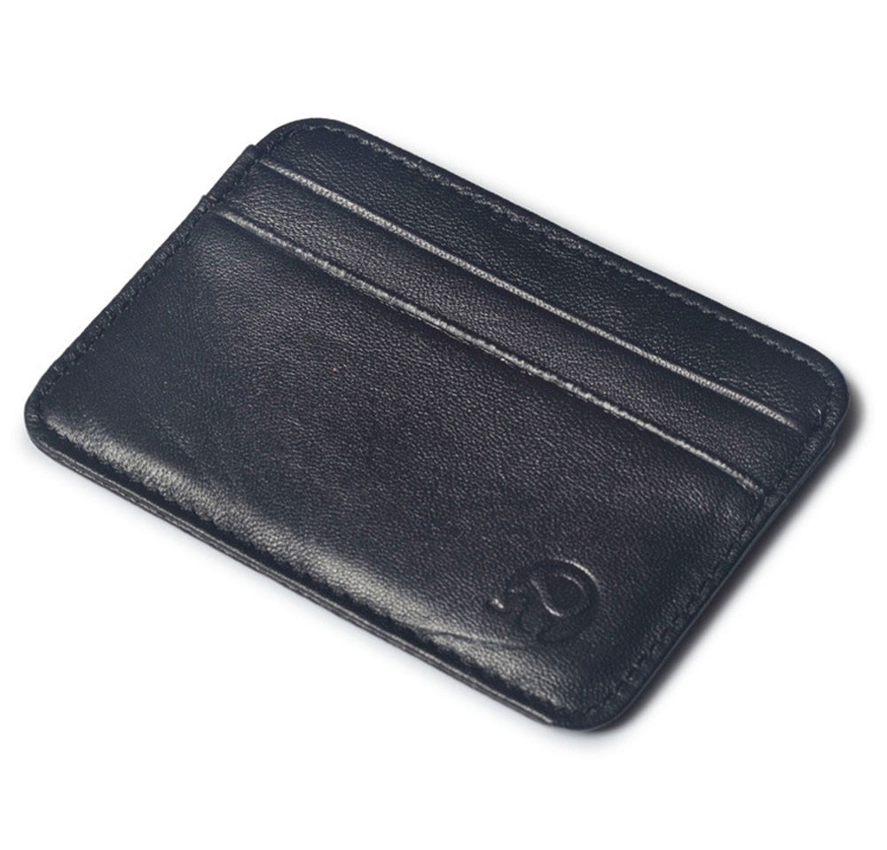 Slim Credit Card Mini Wallet Id Case Purse Bag Pouch Zwart Lederen Minimalistische Portemonnee Bankkaart Pakket Portfele # BL4