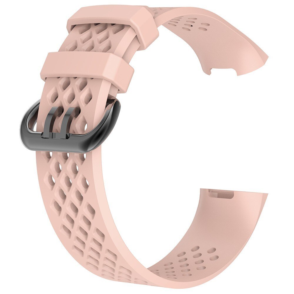Erstatningsbånd til fitbit charge 3 rem silikonebånd til fitbit charge 4 åndbar urrem til fitbit charge 4/3 bånd: Lyserød / S (140-180) mm