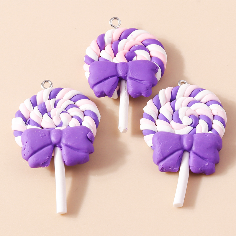 10 Uds. De colgantes de resina de dibujos animados Kawaii para niñas, colgantes de piruleta de Color caramelo para pendientes, pulsera, suministro de joyería DIY