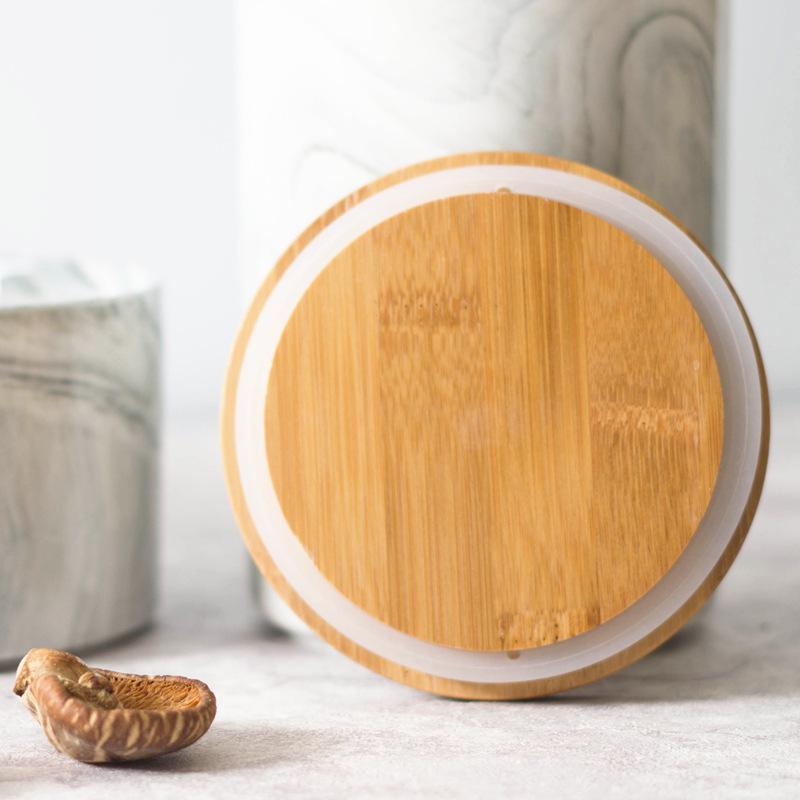 1 Pc Simple Seal Ceramic Storage Jars Spice Jars Wood Covers Coffee Beans Tea Pasta Candy Cookies Nuts Storage Jars