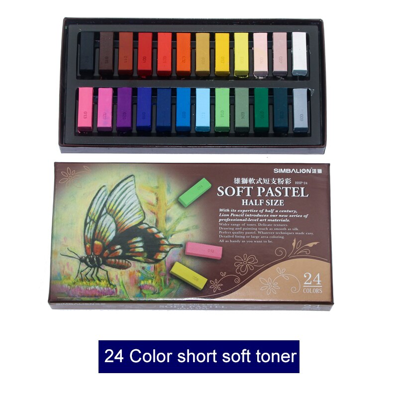 Kunstmaleri blød farve kridt 12/24/48 farver/sæt kunst tegning sæt kridt farve farveblyant pensel papirvarer til studerende: 24 farver blød toner