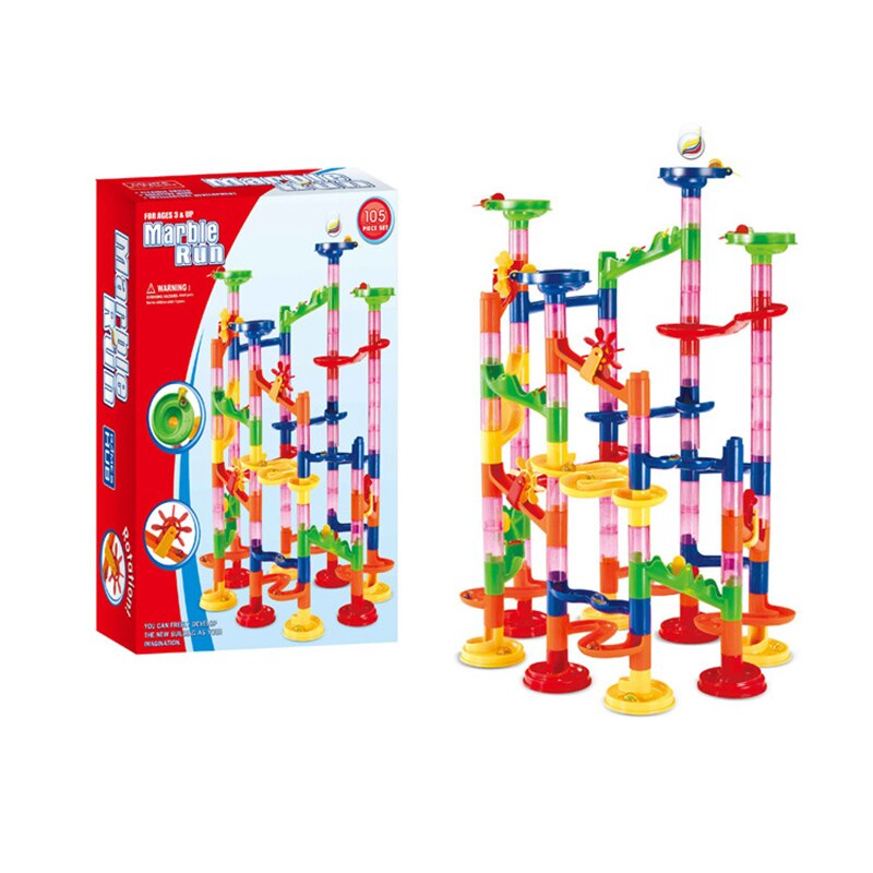 105/109Pcs Diy Bouw Marmeren Ras Run Baan Doolhof Ballen Track Building Trendy Educatief Speelgoed Kinderen Speelgoed Ons /Fr/Es Voorraad: 105pcs