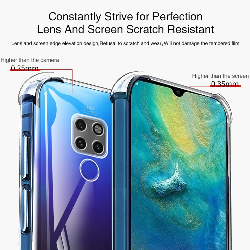Luxury Soft Phone Case for Huawei Mate20 Mate 20 Pro Lite X 20Pro 20Lite 20X 5G Airbag Shockproof Silicone Back Cover Slim Funda