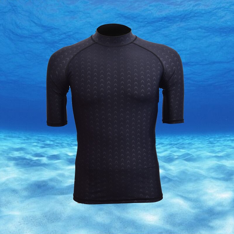 Classic Quick Dry Uomini Maniche Corte Costumi Da Bagno Dei Vestiti di Protezione Del Sole Della Camicia Degli Uomini Si Adatta Alle Immersioni di Snorkeling Surf Costumi Da Bagno: Black / M