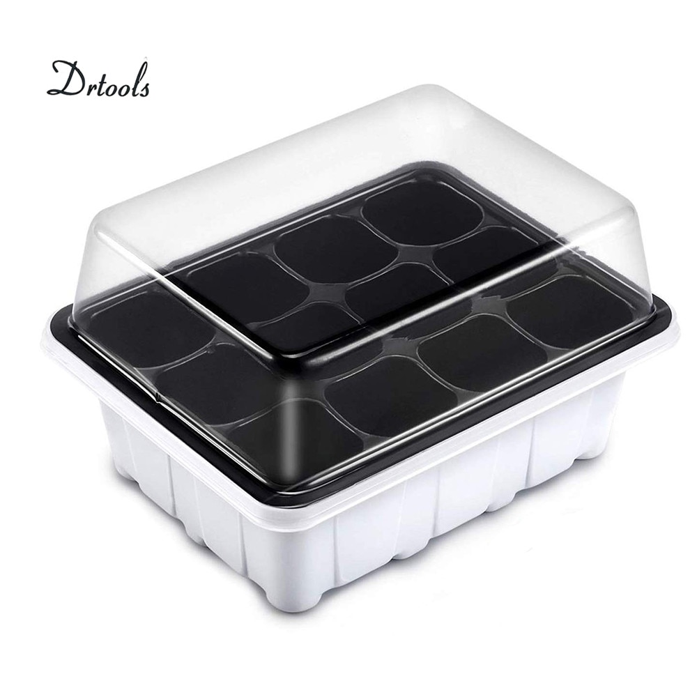 Bandejas de iniciación de semillas de 2 piezas, 60 células grandes, bandeja de plántulas, Kit de cultivo de plantas con tapa y Base para germinación de semillas (6/12 celdas por bandeja)