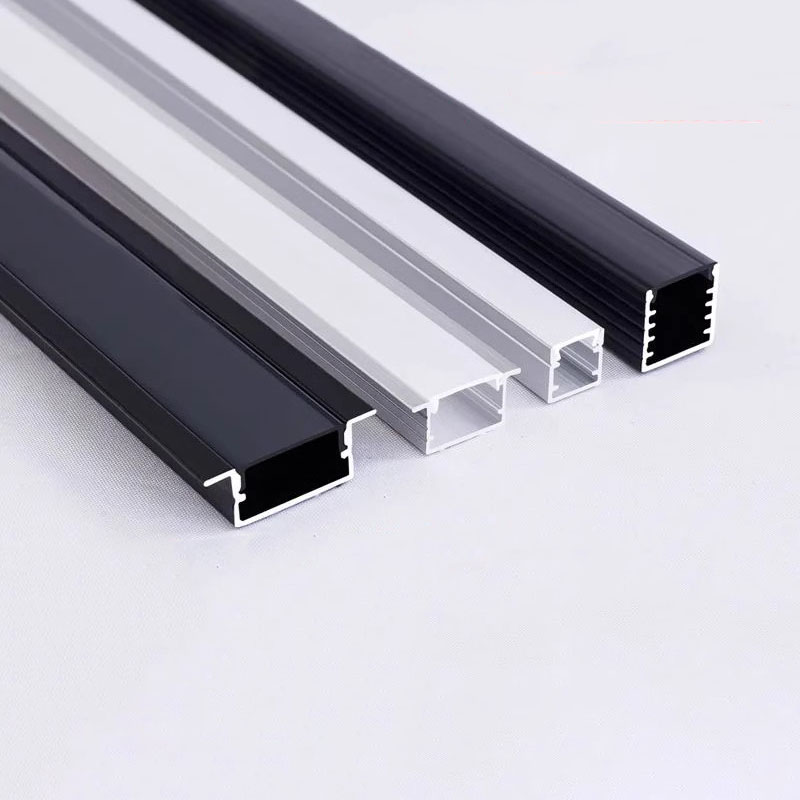 Tira de luces Led de perfil de aluminio negro/plateado, difusor de 2835 5050 canales, iluminación de línea de pared interior, barra de luz magnética para armario de cocina